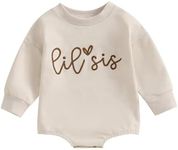 Koijhnb Baby Girl Sister Matching Outfits Long Sleeve Letter Printed Crewneck Sweatshirt Pullover T-Shirts Fall Winter Clothes(LS Beige,0-3M)