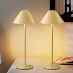 FUNTAPHANTA Modern LED Rechargeable Cordless Table Lamp, IP54 Waterproof, Dimmable Battery Operated Lamp, 4000mAh Certified Battery, 3000K Portable Bedside Lamp, Pack of 2 (Glod)