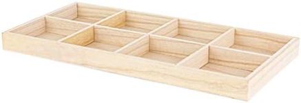 Wooden Tray with 8 Sections – 2 Pack Rectangular Tray Chip and Dip Platter – Divided Serving Tray for Appetizers & Snacks – Veggie Platter - Food Trays for Party Montessori Wooden Trays - 7”x14”x1.25”