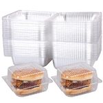 Haomian 100 Pcs 5x5 Inch Clamshell Take Out Tray Take Out Containers Plastic Hinged Food Containers Disposable Takeout Box Transparent Carry Out Container to Go Box for Restaurants Delivery Takeout