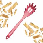 StarPack Premium Range XL Silicone Pasta Fork (13.5") in EU LFGB Grade with Hygienic Solid Coating, Spaghetti Fork with Bonus 101 Cooking Tips (Cherry Red)