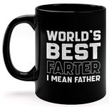 2IMT Dad Coffee Mug - World's Best Farter I Mean Father - Funny Gift from Daughter, Son, Favorite Child Great Gift for Husband, Friend, Brother, Dad Best Cute Black Mug (11oz)