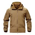 TACVASEN Men's Special Ops Military Tactical Soft Shell Jacket Coat Sand,L