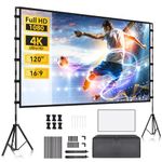 Projector Screen and Stand, blayram Portable Projector Screens, Indoor outdoor 100 inch Projector Screen 16:9 4K HD Movies Projection Screen with Carry Bag for Home Backyard Travel