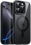 JETech Magnetic Case for iPhone 16 Pro Max 6.9-Inch Compatible with MagSafe, Shockproof Phone Bumper Cover, Solid Color Matte TPU Frame, Anti-Scratch Clear Back (Black)