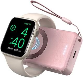 LVFAN Portable Charger for Apple Watch, 4000mAh iWatch Charger Power Bank Wireless Battery Pack Magnetic Travel Smart Watch Charger for Apple Watch Series 9 8 7 6 5 4 3 2 1 SE Ultra 2 Ultra (Pink)