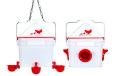 RentACoop Chick2Chicken 10lb Feeder & 2 Gal Waterer Set with Gravity Feed Refill & Auto-Fill Cups - BPA-Free Food & Water Buckets for Up to 20 Chicks or 12 Adult Chickens