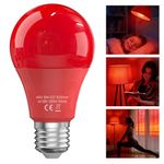 BrightArk 625nm Red Light Bulb for Sleep, 100% Blue Light Blocking, Promotes Melatonin Production, E27 9W LED Red Night Light Bulb for Baby Nursery, Sleeping, Reading, Bedroom