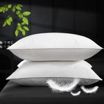 Ivellow Goose Down Pillow Hotel White Goose Feather Bed Pillow for Sleeping Queen Size Set of 2 100% Cotton Pillow Cover Luxury Cloud Soft Breathable Fluffy Pillow for Back, Side, Stomach Sleepers
