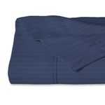 Nisaki Single Bed Sheet 180 x 280 cm 1 Pc, 100% Long Staple Egyptian Cotton Hotel Quality Single Flat Sheet, Satin Weave Cooling Flat Sheets with 2 cm Stripe Pattern (Blue Colour Flat Sheet)