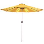 Sundale Outdoor 9FT 32 LED Lighted Patio Umbrella with Solar Powered, Table Market Umbrella with Crank & Push Button Tilt for Garden, Deck, Backyard, Pool, 8 Steel Ribs(Yellow)