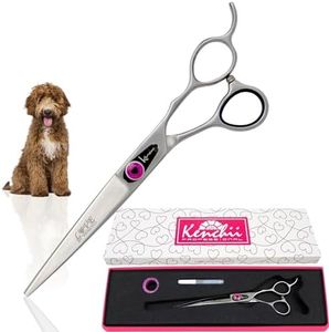 Kenchii Dog Grooming Scissors | 7 Inch Shears | Curved Scissors for Dog Grooming | Love Collection Dog Shears | Pet Grooming Accessories | Pet Hair Trimming Scissor