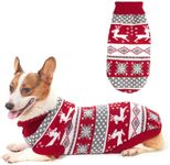 KUTKUT Dog Christmas Sweater | Cute Reindeer Snowflake Knit Sweater | Pet Holiday Cloth Soft Warm Turtleneck Knitwear for Small Medium Dogs (Size: XL, Adjustab;e Chest: 45cm - 52cm)