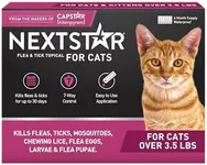 NEXTSTAR Flea and Tick Prevention for Cats, Repellent, and Control, Fast Acting Waterproof Topical Drops for Cats Over 3.5 lbs, 6 Month Dose