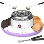 Party Desserts Electric Smores Maker Tabletop Indoor Kit, Indoor Marshmallow Roaster, Smores Station with 4 Compartment Trays & Forks, Great Gift for Adults and Kids in Holidays and Parties (Lavander)