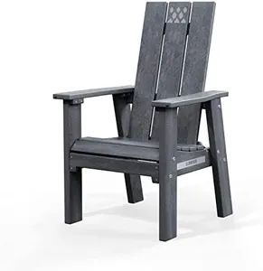 Breeo X Series Adirondack Campfire Chair – Poly Lumber Fire Pit Seat with 304 Stainless Steel Accents, Outdoor Patio & Camping Essentials with Arm Rest - Ergonomic, Sustainable Outdoor Chair - Gray