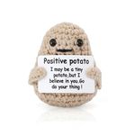 Mini Funny Positive Potato, Interesting Potato, 2.76 inch Knitted Cute Incentive Potato with Inspire Cards, Tiny Crochet Creative Potato Ornaments for Encouraging, Birthday Gifts, Room, toy