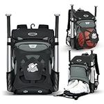 BAGNN Baseball Bag for Adult and Youth, Large Capacity Bat Bag Lightweight Softball Bag with 2 Air Hole Shoe Compartment and Fence Hook, Waterproof Baseball Backpack for Bat, Helmet, Gloves