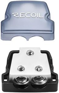 RECOIL BDB12 2-Way Power Distribution Block, 1 X 0/2/4 Gauge in / 2 X 0/2/4 Gauge Out Power Distribution Ground Distributor Block for Car Audio Amplifier Splitter