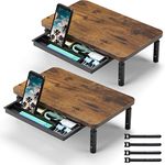 ETHU Monitor Stand Riser 3 Height Adjustable Monitor Stand with Storage Drawer for Desk Wood Desk Organizer for Office and Home, Ergonomic Stand for Computer Printer Laptop PC iMac 2 Pack