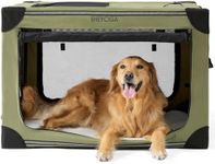 EHEYCIGA Collapsible Soft Dog Crate 36 Inches, Portable Travel Dog Crate for Large Dogs, Dog Kennel Indoor & Outside, Foldable Dog Crate with 4-Door Mesh Windows, Green