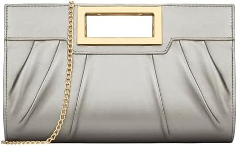 KKXIU Women Clutch Purse Elegant Pleated Evening Bag for Wedding Prom Bridal with Chain Strap, Pewter, Medium, Fashion