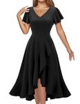 DRESSTELLS Black Formal Dress for Women Ruffle Cocktail Tea Party Dress Plus Size Wedding Guest Dress Women's Wrap Dress Black 2XL