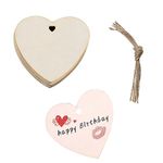 20Pcs Wooden Heart 4 inch Blank Unfinished Wooden Heart Embellishments Ornament Wood Slices with Natural Twine for Wedding DIY Crafting Christmas