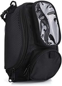Keenso Universal Motorcycle Magnetic Mini Bag, Oxford Bag Saddle Black Motorbike Riding Backpack Strap Mount with Strong Magnetic