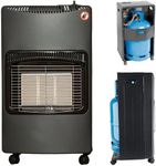Yorkshire Homeware Portable Gas Cabinet Heater Free Standing Calor Butane Fire Wheels Comes With Free Hose and Regulator 4.2kw Foldable Design Black