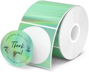 MUNBYN 2" Circle Holographic Thermal Label Stickers Green, Round Printable Rainbow Glitter Thermal Printer Sticker Labels for Gift Wrapping, Self-Adhesive Name Price Tag DIY Custom Logo Design