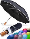 Premium Umbrella Windproof Travel Umbrellas for Rain - Compact Small Portable Folding Automatic Strong Wind Resistant Large Double Canopy - Womens Mens Umbrella for Backpack Car Purse