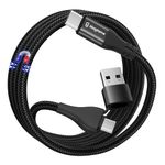 Magtame USB C Cable, Magnetic USB A/C to USB C Cable 3.3ft, Coiled Braided Nylon USB C Cord, Type C Fast Charging Cable Compatible for Smartphone, Samsung Galaxy and other USB C Device