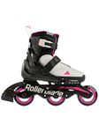 Rollerblade Microblade Free 3WD Kid's Size Adjustable Inline Skate, Grey and Candy Pink, High Performance Inline Skates