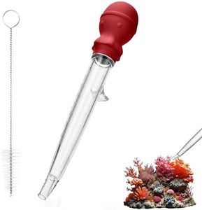 U-Taste Aquarium Pipette Cleaner: 1.5oz Coral Feeder for Fish Tank Cleaning, Manual Feeding Tube, Food Grade Siphon Dropper, Waste Remover with Strong Suction & Stand & Brush (11.98in, Red)