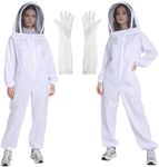 LONGADS Professional Bee Suit for Men and Women, Full Body Beekeeping Suit with Gloves & Protective Round Veil, Size M (Fits 57-61 Inches / 4'9"-5'1") for Apiary & Backyard