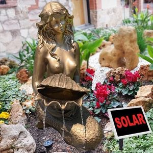 Fuente Solar Exterior - Fuente Decorativa Sirena - Fuente DE Agua Solar - Fuente Solar para Jardin - Fuente EN Cascada - Fuente DE Agua Decorativa