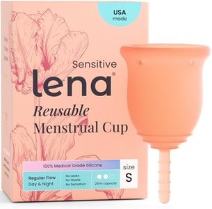 Lena Sensitive Menstrual Cup - Reusable, Soft Silicone, Light & Heavy Flow, Beginner Use - Ideal Alternative to Tampons, Pads, Period Underwear - Period Solution - Small - Coral