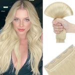 SEGOHAIR Hair Extensions Clip in Human Hair Extensions, 18" One Piece 5 Clips Thick Clip in Hair Extension - 3/4 Full Head -Platinum Blonde(195g)