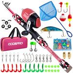 ODDSPRO Kids Fishing Pole - Kids Fishing Starter Kit - with Tackle Box, Reel, Practice Plug, Beginner's Guide and Travel Bag for Boys, Girls