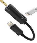 Iphone Headphone Adapter Lightning to 3.5mm Splitter AUX Jack Cable Audio 2in1 Dongle Adaptador Para Earbud Charger Cord Apple MFI Certified Compatible for 13 12 11Pro Max Mini 7 8Plus X Xr Xs Se Ipad