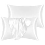 Yorkshire Bedding Satin Pillow Cases 2 Pack – Luxurious White Pillowcases For Hair and Skin Standard Size with Envelope Closure Hypoallergenic 50 x 75 cm