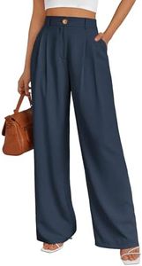 LILLUSORY Wide Leg Dress Work Pants Womens Palazzo Flowy 2025 Summer Spring High Waisted Professional Business Office Interview Outfits Wear Trousers Dressy Slacks Navy Blue