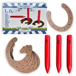 MIJOMA Horseshoe Throwing Outdoor Game: Horse Shoe Toss, Family Friendly Set with 6 Horseshoes & 3 Mini Stakes, Made of Wood - The Hit for Party, Camping, Yard & Lawn