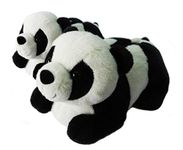 Onmygogo Indoor Fuzzy Winter Animal Panda Plush Slippers for Women (Lady Size 7-9, Black and White)