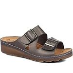 Ladies sandals mule in Ladies Dual/Multi fit from Pavers these Womens mule sandals feature comfort ideal for casual wear | SERAY33003 | 319 953 - Pewter Size 7 UK