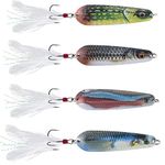 Dr.Fish 12g Toby Spoons Sea Fishing Spoons Set of 4 Sea Fishing Lures Fish Scale Pattern Fishing Spinners with Treble Hook for Bass Pike Trout