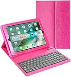 iPad mini Keyboard + Leather Case, Alpatronix KX101 Bluetooth iPad mini Keyboard Smart Case w/ Removable Wireless Keyboard, Folio Protection & Built-in Tablet Stand for iPad mini 4, 3, 2, 1 - (Pink)