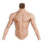 Wisfancy Silicone Fake Muscle Realistic Male Chest Half Body Suit Abdominal Muscle Simulation Skin Silicone Soft Shaper Stronger Shirt with Floating Point for Men Cosplay