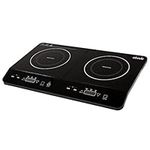 Abode Double Induction Hob Portable Digital Touch Control 2800W – Plug In & Go 10 Heat Settings, Glass Panel, 3 Hour Timer Black - Safety Lock AINDH2002 (Double)